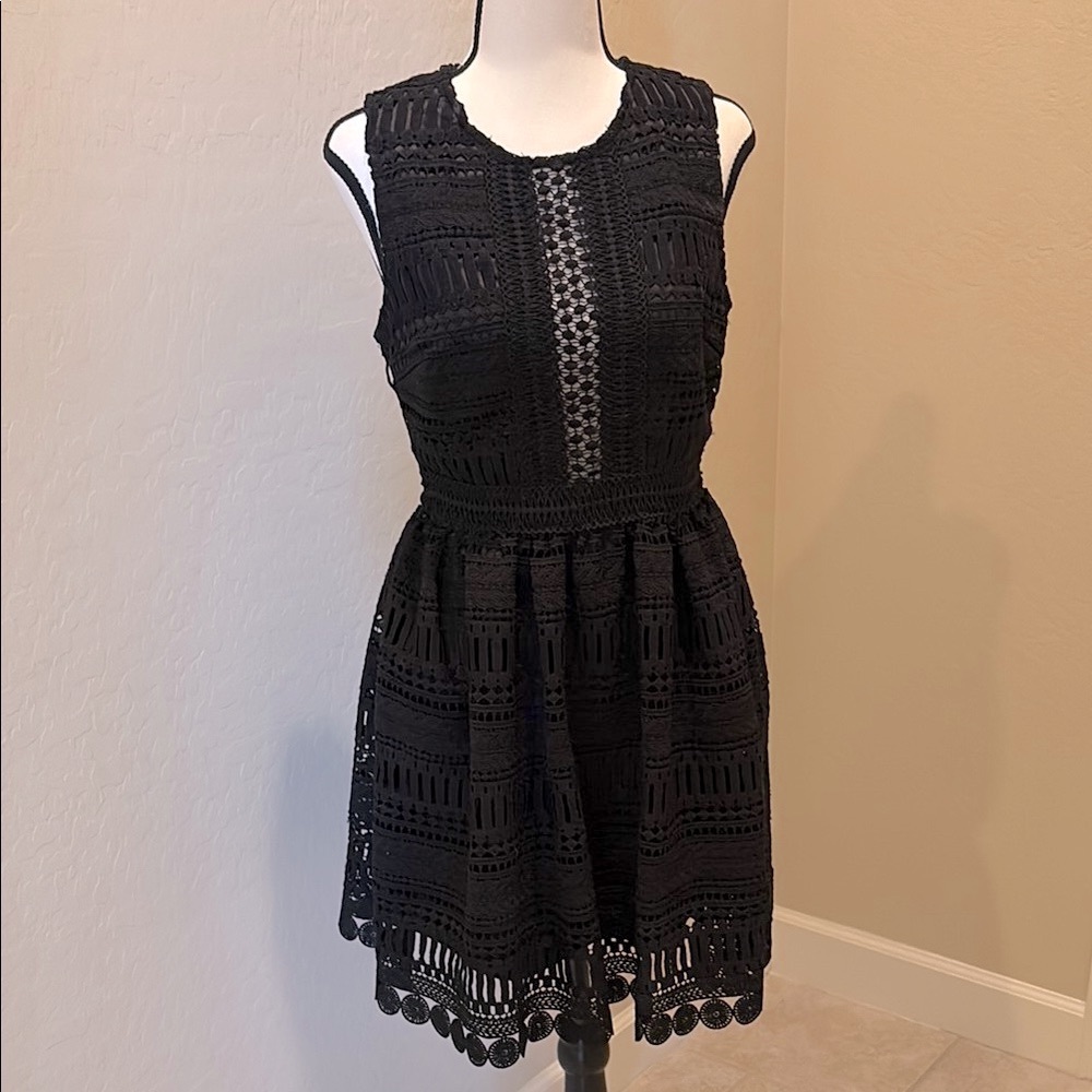 TRN Lace Black Dress Women’s Size S sleeveless & sexy see-thru details
